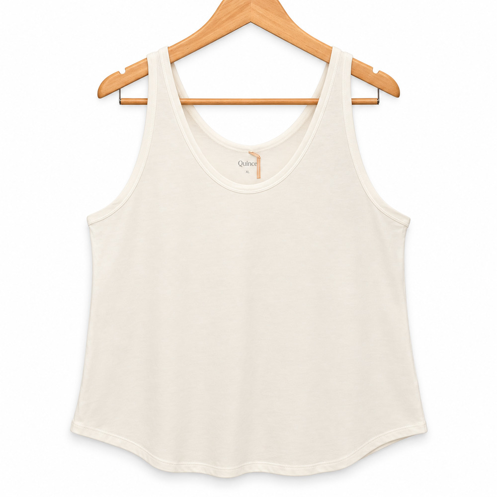 Quince Double Scoop Neck Tank Top Womens Size XL White Cotton Modal Blend NWT